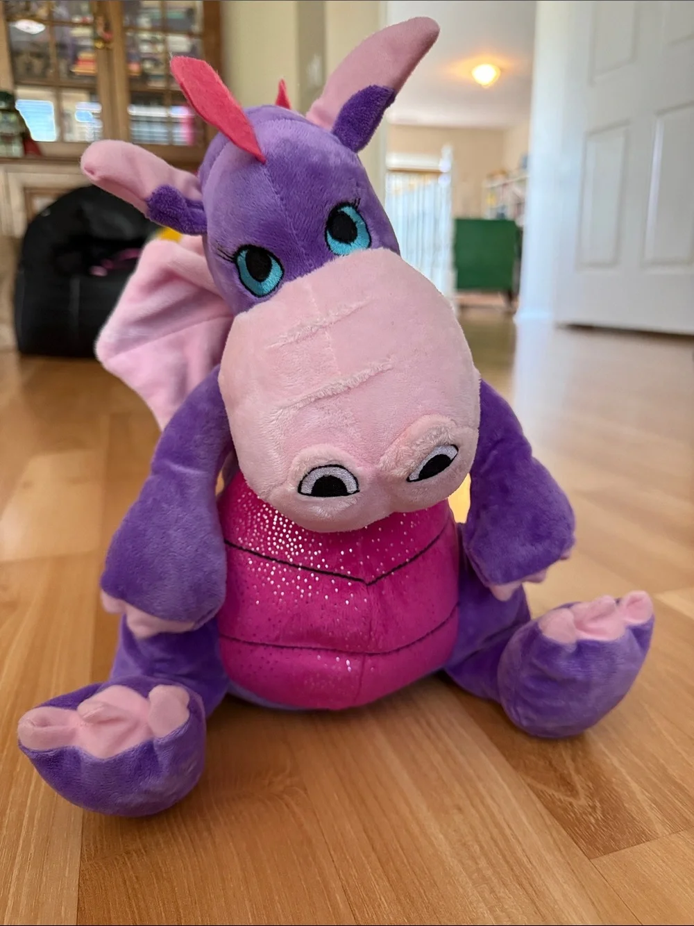 Plush Purple Dragon Stuffed Animal with Pink Accents - Soft Cuddly Toy